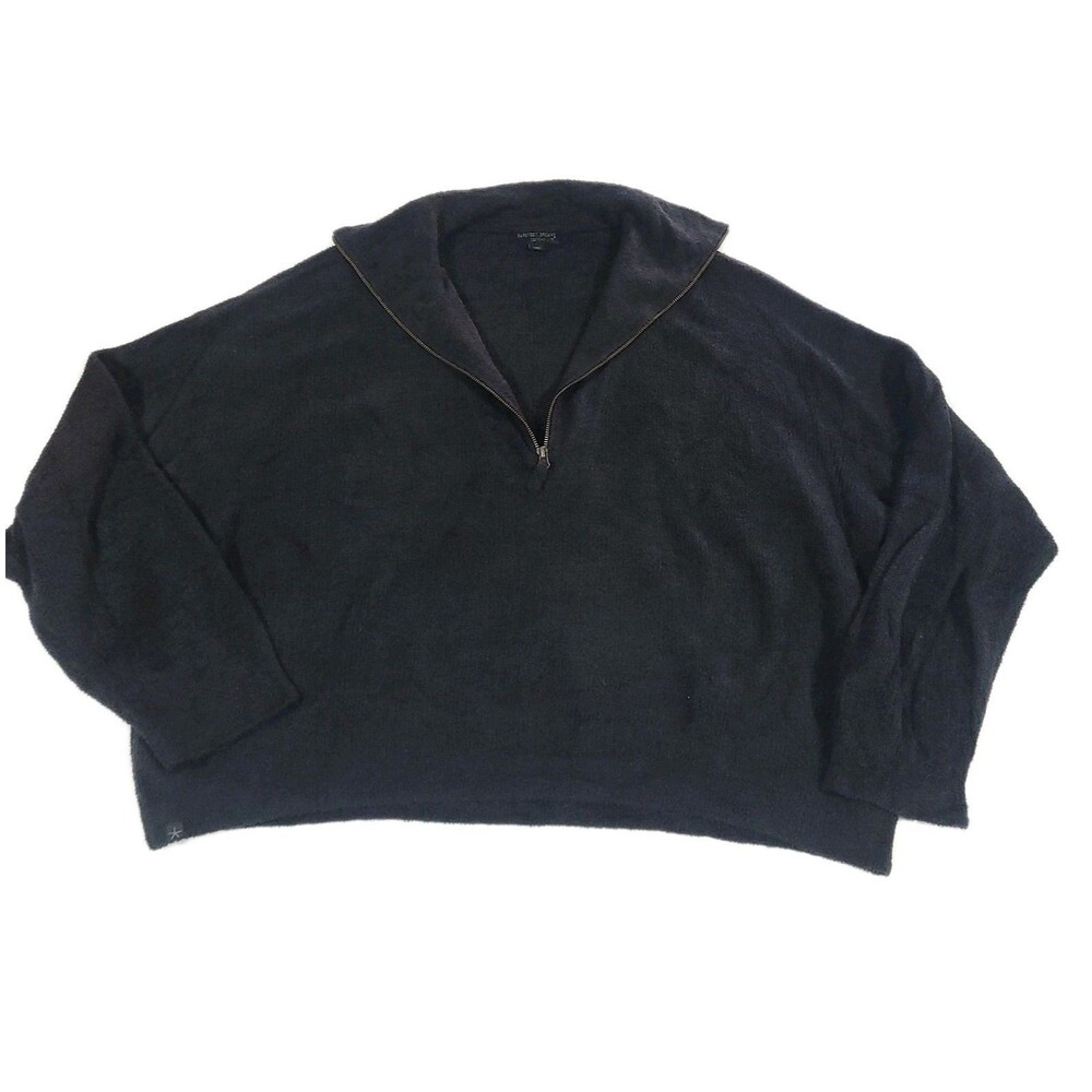 Barefoot Dreams Cozychic Light Oversized Sweater 3X Black Half Zip